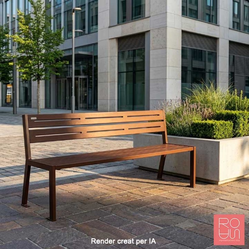 Banc urbà Silaos sense recolza braç en tot acer de 1800 mm